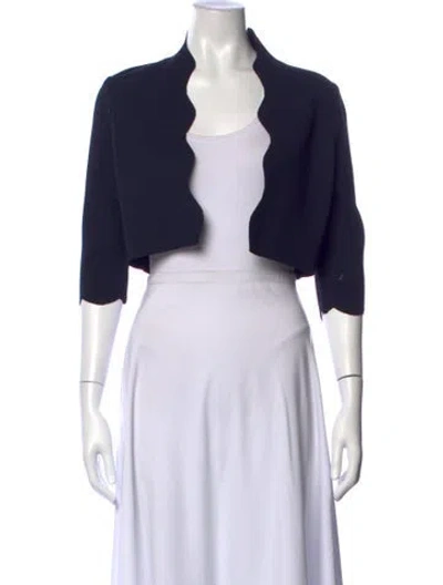 Pre-owned Lela Rose Open Front Sweater In Blue