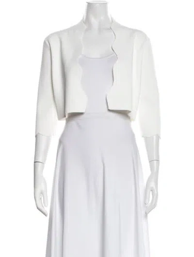 Pre-owned Lela Rose Open Front Sweater In White
