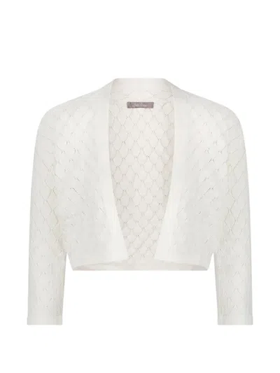 Lela Rose Open-front Knit Bolero In White