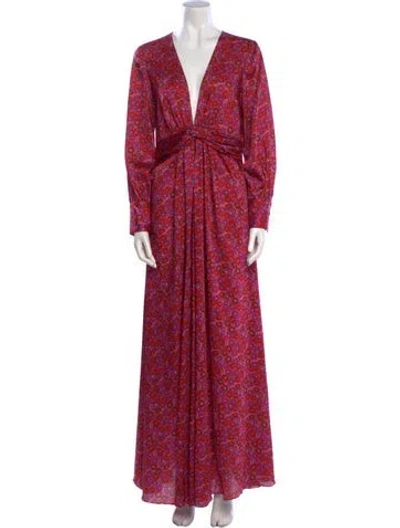 Pre-owned Lela Rose Paisley Print Long Dress W/ Tags In Pink