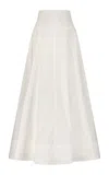 Lela Rose Parker Cotton Poplin Maxi Skirt In White