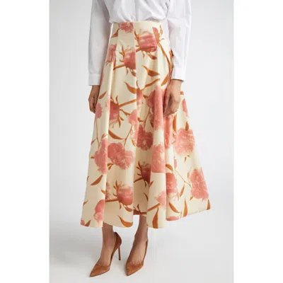 Lela Rose Parker Floral Cotton Poplin A-line Skirt In Neutral