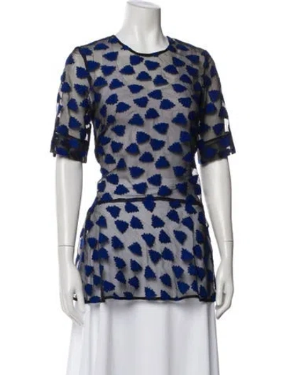 Pre-owned Lela Rose Patterned Crew Neck Top In Multi