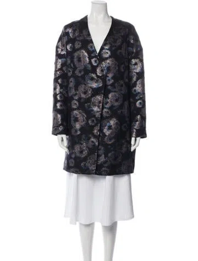 Pre-owned Lela Rose Patterned Jacket In Blue