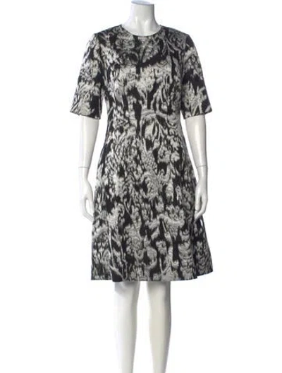 Pre-owned Lela Rose Patterned Knee-length Dress In Black