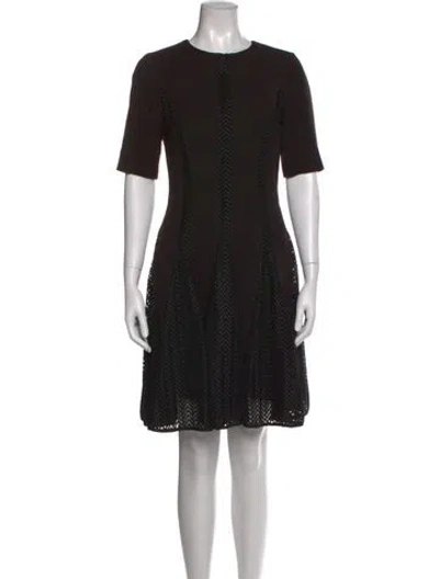Pre-owned Lela Rose Patterned Knee-length Dress In Black