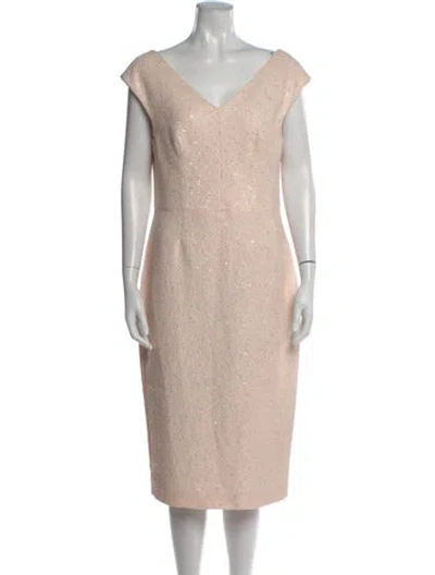 Pre-owned Lela Rose Patterned Knee-length Dress In Neutral