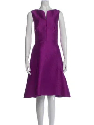 Pre-owned Lela Rose Patterned Knee-length Dress In Purple