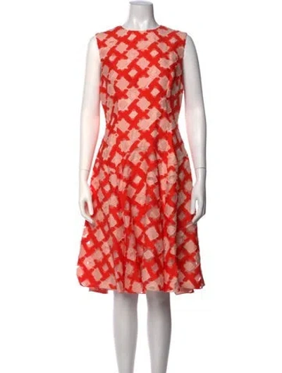 Pre-owned Lela Rose Patterned Knee-length Dress In Red