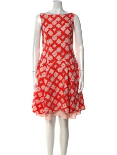 Pre-owned Lela Rose Patterned Knee-length Dress In Red