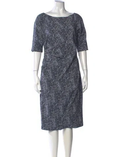 Pre-owned Lela Rose Patterned Knee-length Dress W/ Tags In Blue