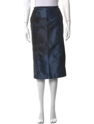 Pre-owned Lela Rose Patterned Knee-length Skirt In Blue
