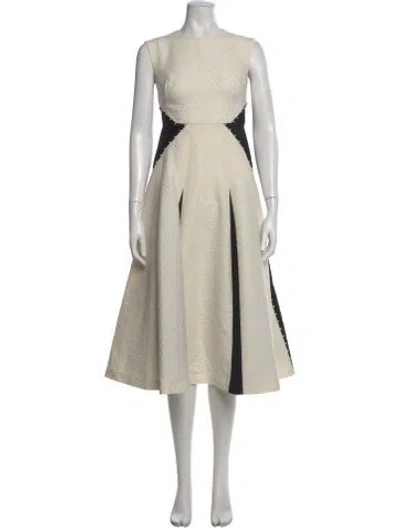 Pre-owned Lela Rose Patterned Midi Length Dress In Neutral