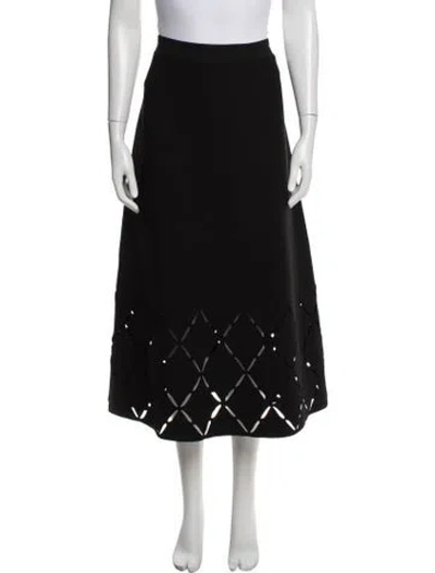 Pre-owned Lela Rose Patterned Midi Length Skirt In Black
