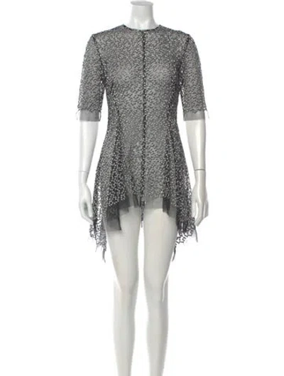 Pre-owned Lela Rose Patterned Mini Dress In Black