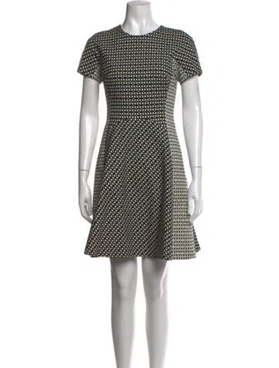 Pre-owned Lela Rose Patterned Mini Dress In Black