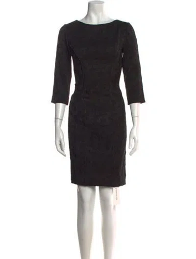 Pre-owned Lela Rose Patterned Mini Dress In Black