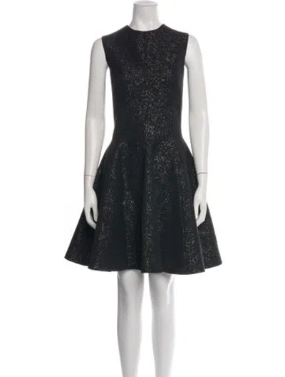 Pre-owned Lela Rose Patterned Mini Dress In Black