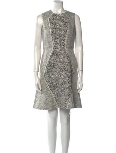 Pre-owned Lela Rose Patterned Mini Dress In Gray
