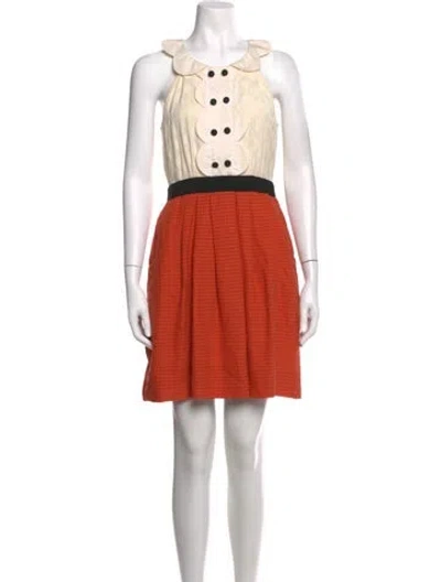Pre-owned Lela Rose Patterned Mini Dress In Orange