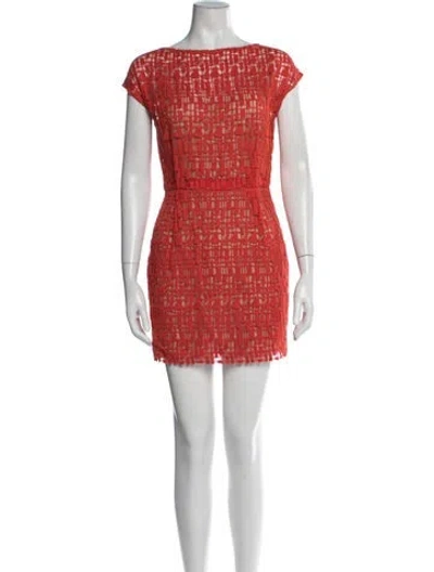 Pre-owned Lela Rose Patterned Mini Dress In Orange