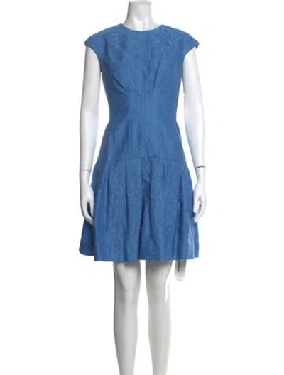 Pre-owned Lela Rose Patterned Mini Dress W/ Tags In Blue