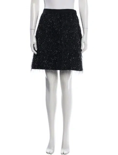 Pre-owned Lela Rose Patterned Mini Skirt In Black