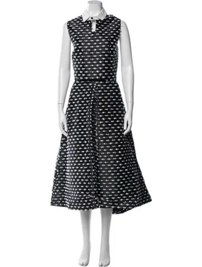 Pre-owned Lela Rose Patterned Skirt Set In Black