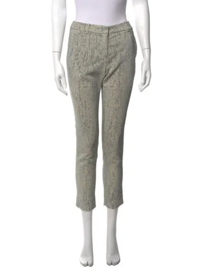 Pre-owned Lela Rose Patterned Straight Leg Pants In Metallic/neutrals