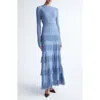 Lela Rose Piper Fringe Long Sleeve Sweater Dress In Blue
