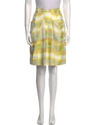 Pre-owned Lela Rose Plaid Print Knee-length Skirt In Green