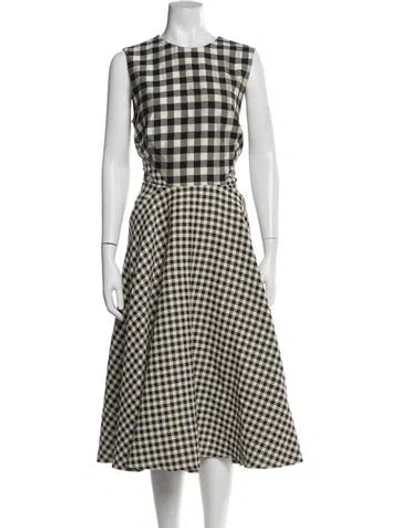 Pre-owned Lela Rose Plaid Print Long Dress In Multi