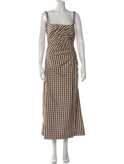 Pre-owned Lela Rose Plaid Print Long Dress In Multi