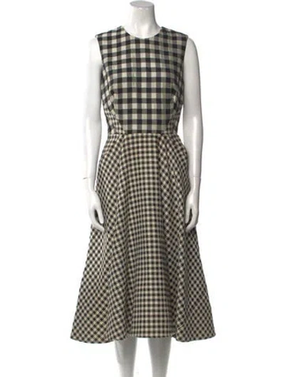 Pre-owned Lela Rose Plaid Print Midi Length Dress