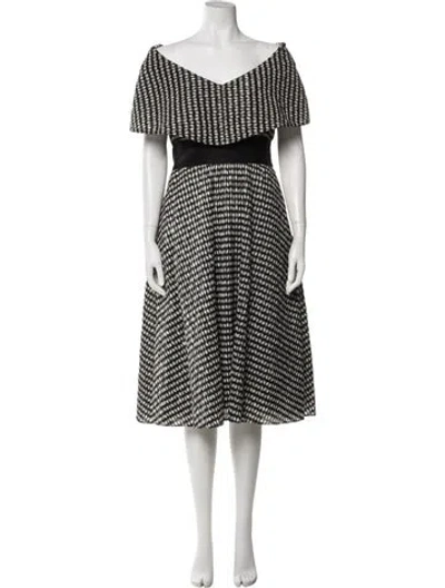 Pre-owned Lela Rose Plaid Print Midi Length Dress In Multi