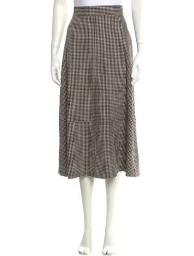 Pre-owned Lela Rose Plaid Print Midi Length Skirt In Multi