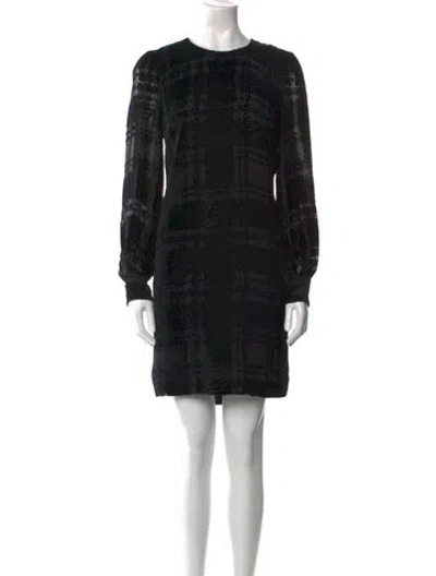 Pre-owned Lela Rose Plaid Print Mini Dress In Black