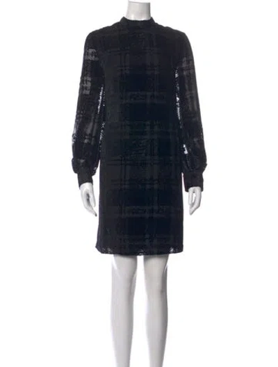 Pre-owned Lela Rose Plaid Print Mini Dress In Black