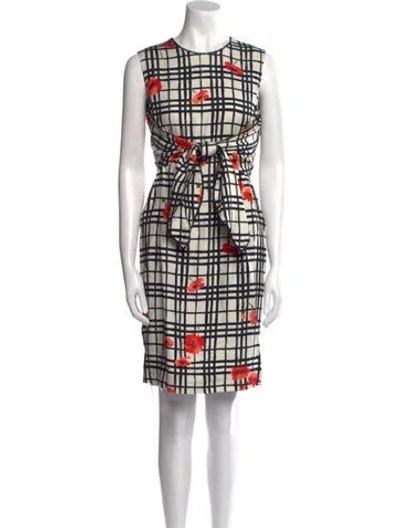 Pre-owned Lela Rose Plaid Print Mini Dress In Orange
