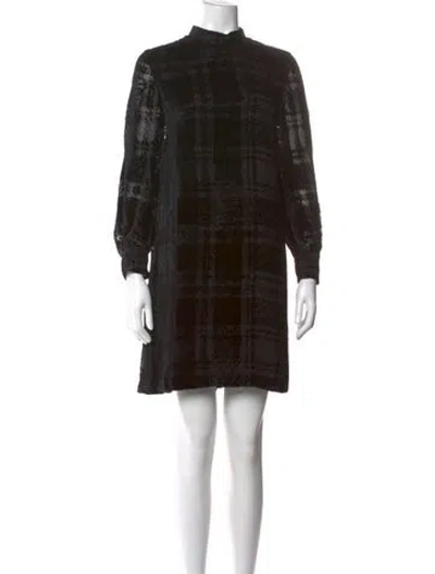 Pre-owned Lela Rose Plaid Print Mini Dress W/ Tags In Black