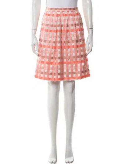 Pre-owned Lela Rose Plaid Print Mini Skirt In Pink