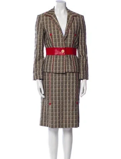 Pre-owned Lela Rose Plaid Print Skirt Set In Multi