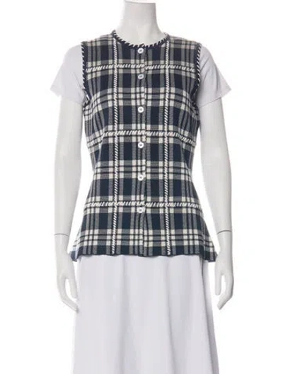 Pre-owned Lela Rose Plaid Print Vest In Multicolor