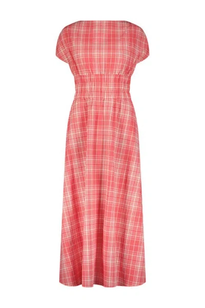 Lela Rose Plaid Seersucker Midi Dress In Red