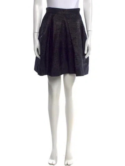 Pre-owned Lela Rose Pleated Accents Knee-length Skirt In Blue