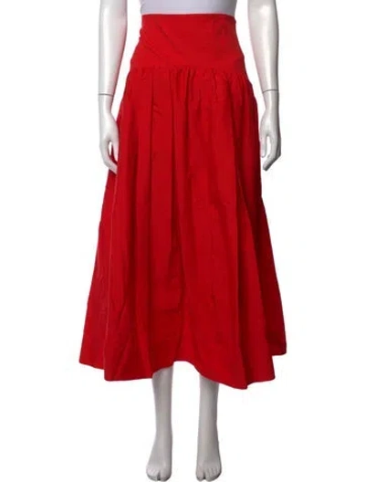 Pre-owned Lela Rose Pleated Accents Long Skirt In Orange