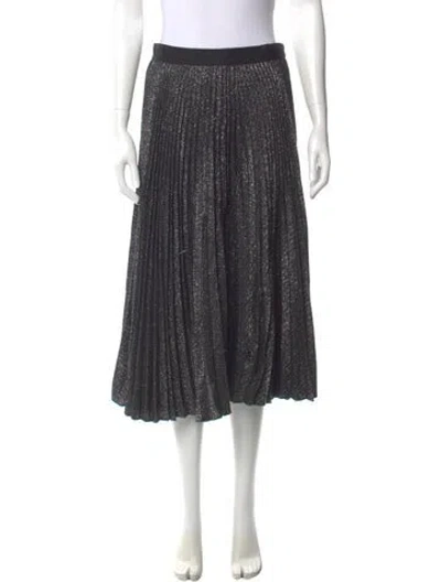 Pre-owned Lela Rose Pleated Accents Midi Length Skirt In Black