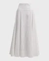 Lela Rose Pleated Full Maxi Skirt In Ivory