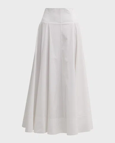 Lela Rose Pleated Full Maxi Skirt In Ivory