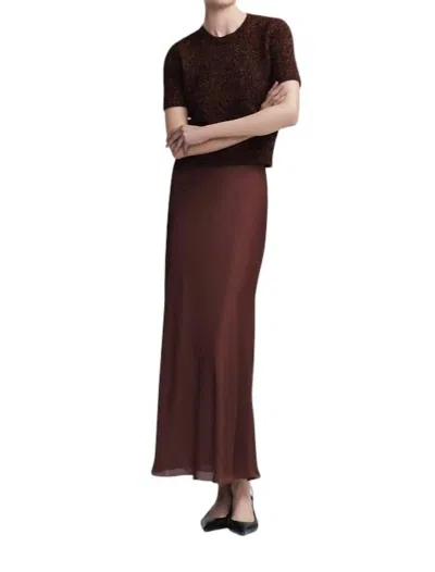 Lela Rose Plisse Chiffon A-line Skirt In Chestnut In Pink